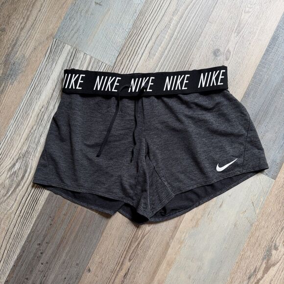 Nike Pants - Nike Tempo Women’s M Dri-FIT Running Shorts Gray Logo Waistband Drawstring